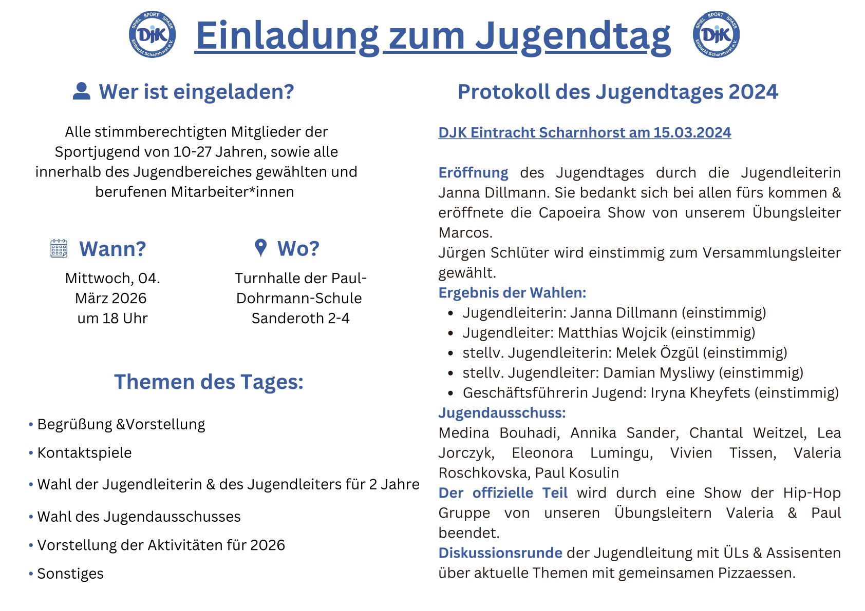 Einladung zum Jugendtag