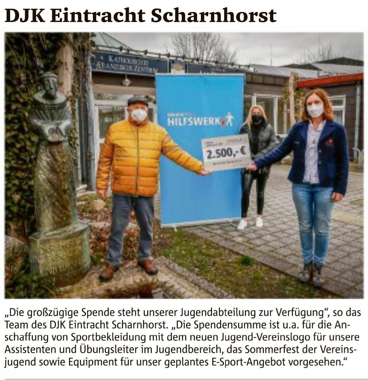 Schecküberreichung vom Lesing Media Hilfswerk