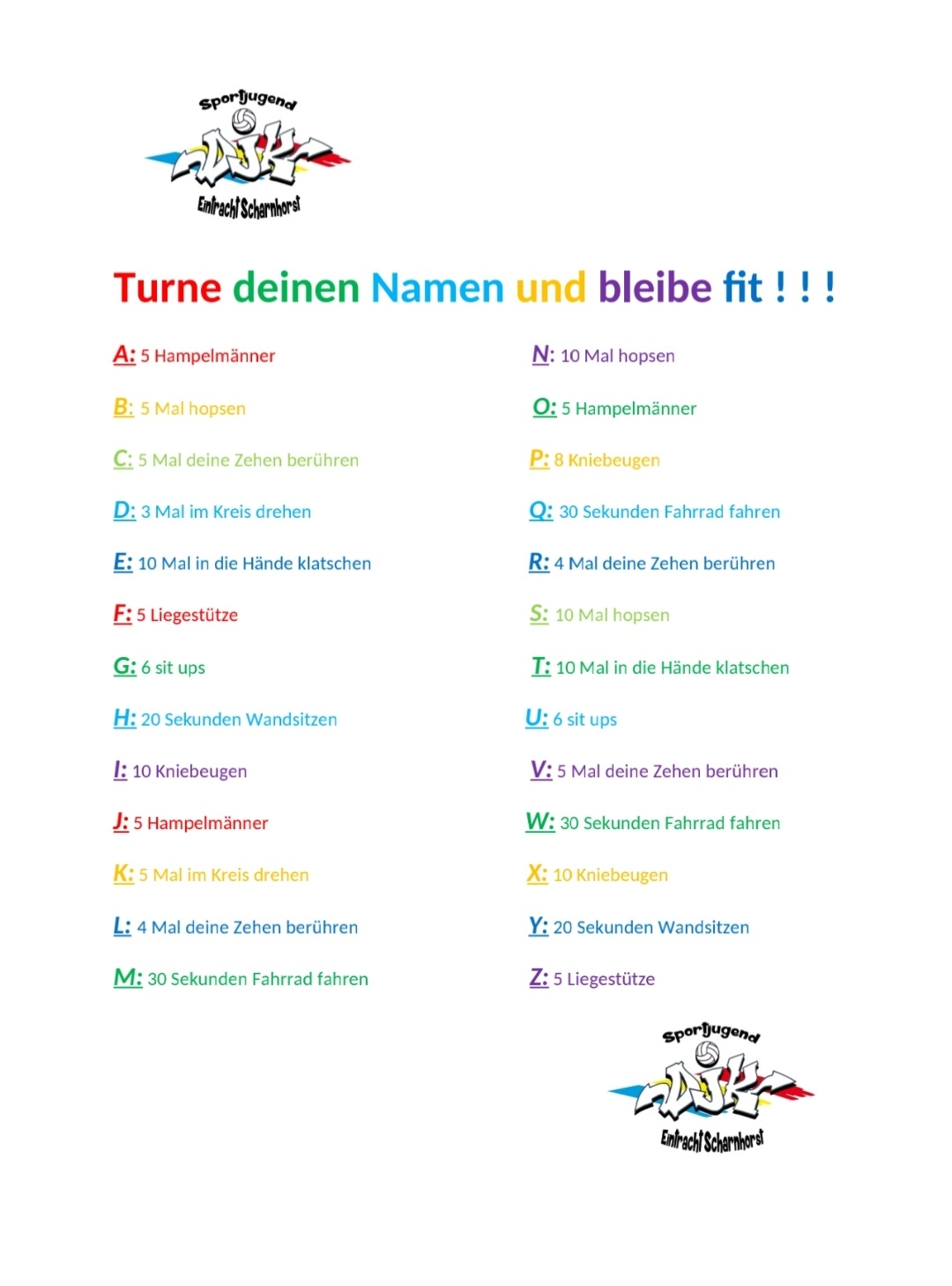 Turnt euren Namen 
